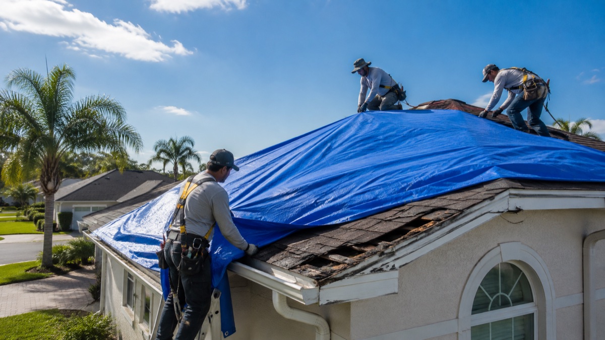 Emergency roof tarping